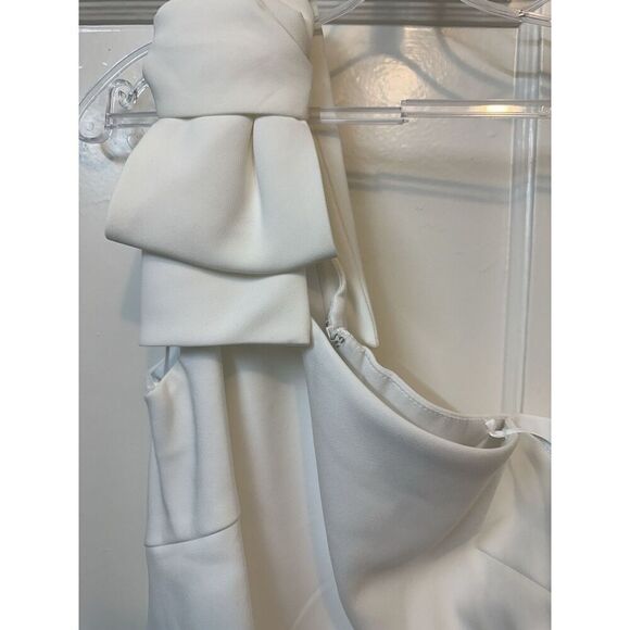 Ieena For Macduggal 26665 White Sz 10 Wedding Bride Shower Bridal Slit Bow - Picture 4 of 8